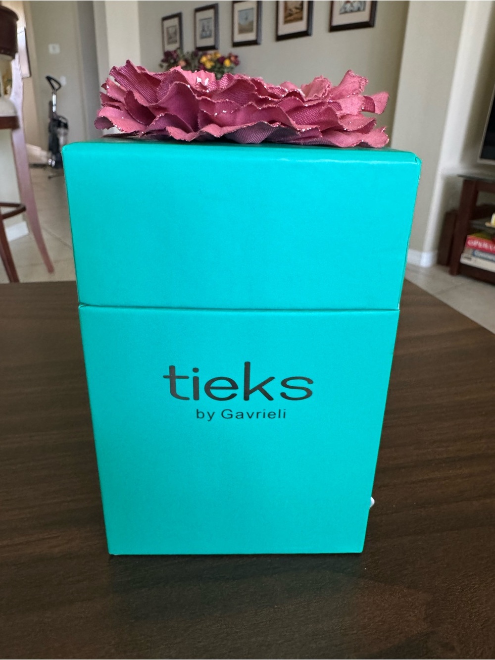 Tieks Teal Box with Pink Flower Accent